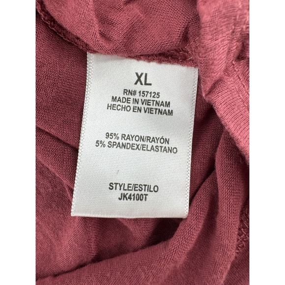 Clyde and Baxter Women's Short Sleeve Blouse Tie Front Maroon Red Size XL - Picture 6 of 10